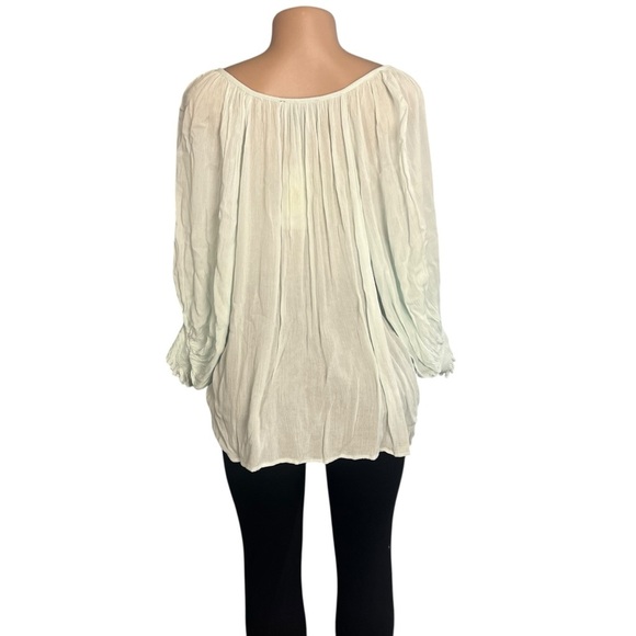 Karen Kane Pale Blue Long Sleeve Blouse - Picture 6 of 9
